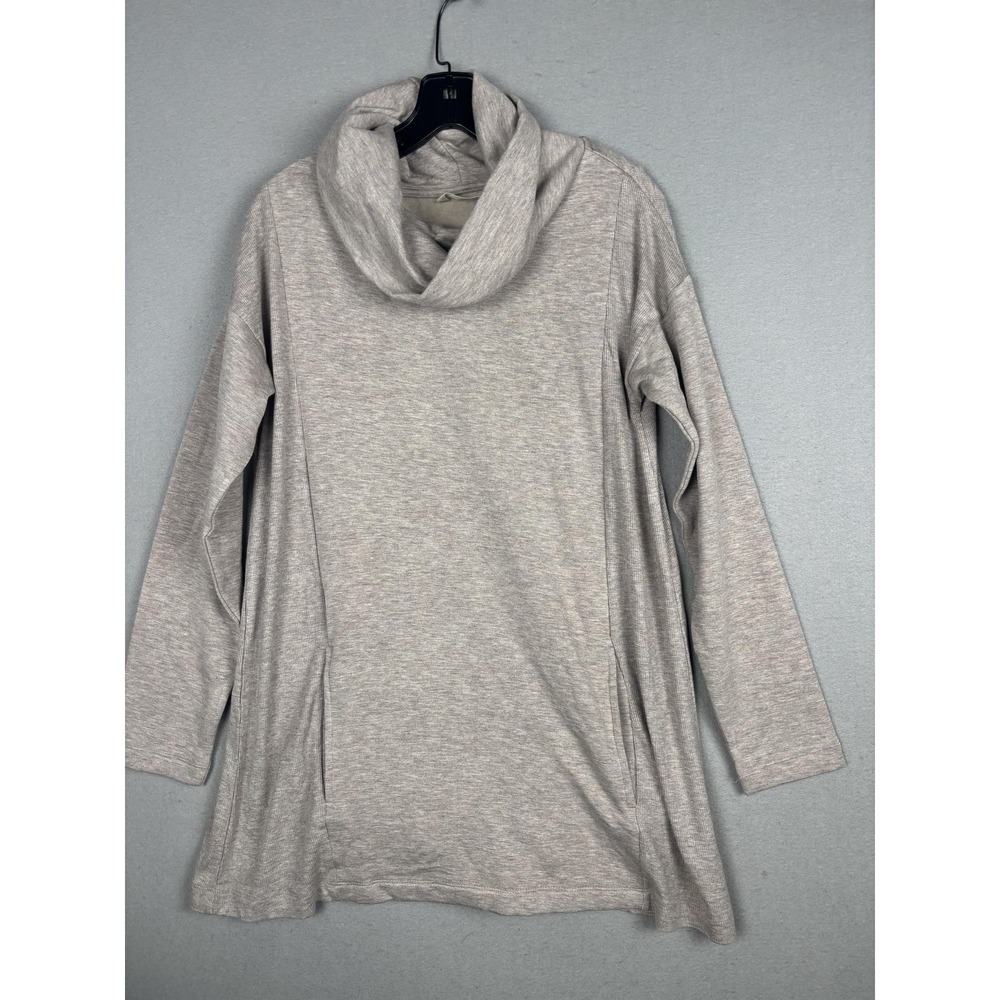 Soft Surroundings Shirt Womens Small Gray Cowl Neck Long Sleeve Knit Tunic Top